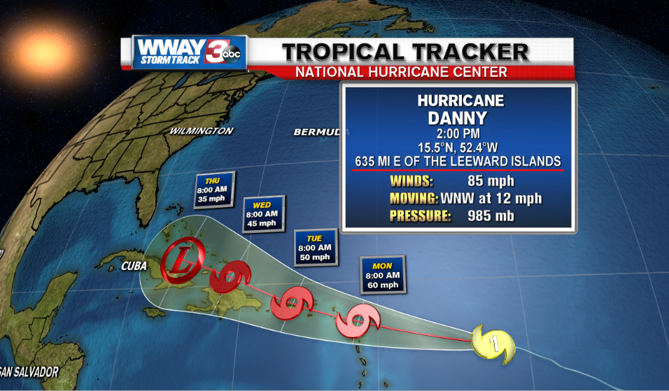 Hurricane Danny heads toward Puerto Rico