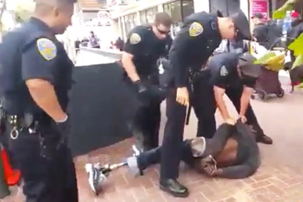 Police pile on a one-legged black man in San Francisco