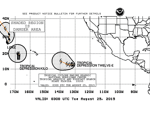 Image NHC  Tropical Storm 12-E and Kilo at 8 p.m