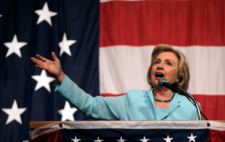 Democratic presidential candidate Hillary Rodham Clinton speaks at the at the Iowa Democratic Wing Ding at the Surf Ballroom Friday Aug. 14 2015 in Clear Lake Iowa