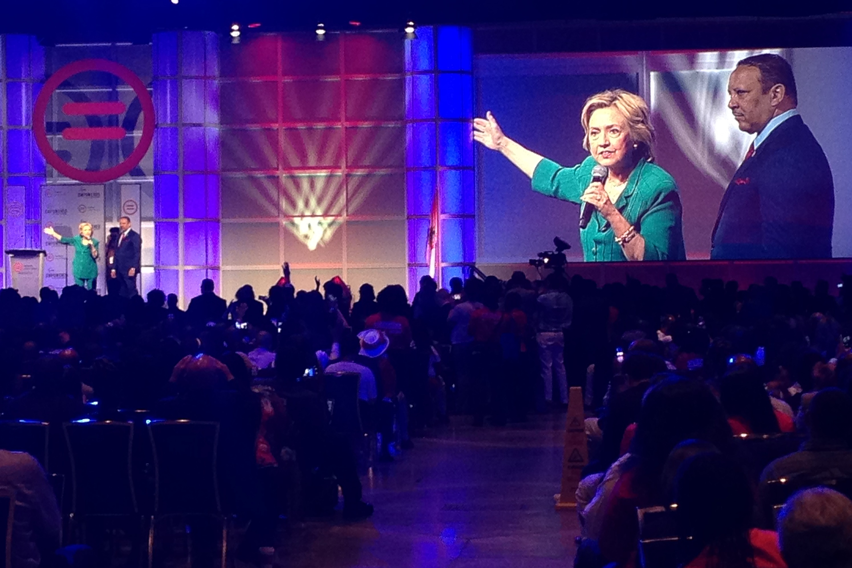 Hillary Clinton at the July 31 National Urban League conference where she blasted Jeb Bush's'right to rise rhetoric but didn't mention Bush by name