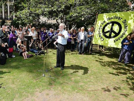 Jeremy Corbyn in London yesterday at an event marking the 70th anniversary of the Hiroshima bomb