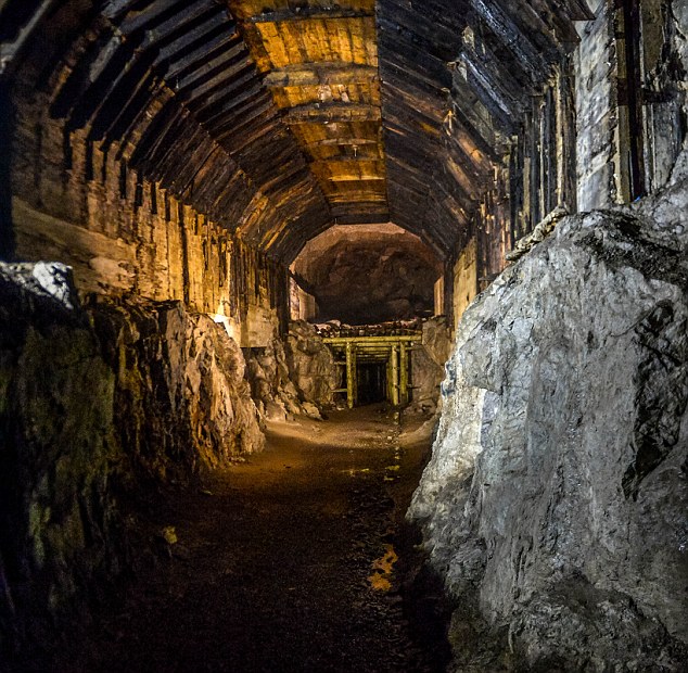 The train went into one of a series of tunnels the Nazis built in the mountains similar to this one