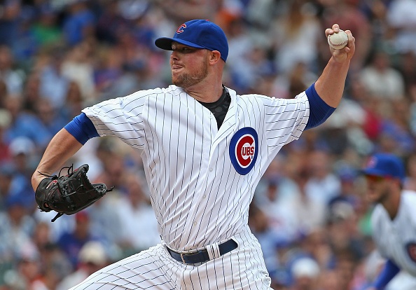 Jon Lester delivers the ball against the San Francisco Giants on Friday