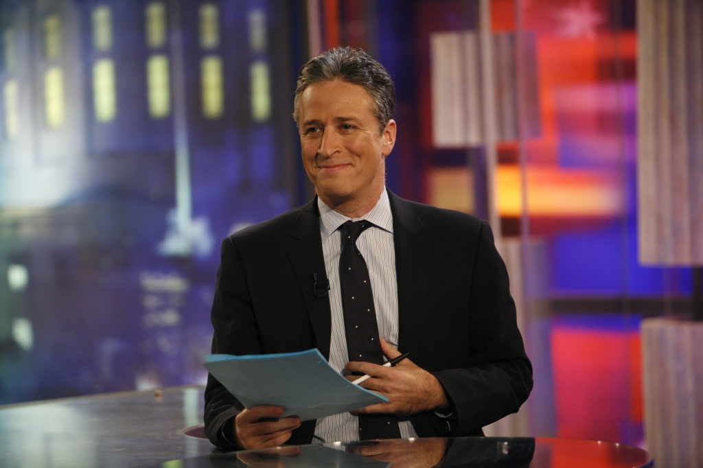 Jon Stewart host of'The Daily Show with Jon Stewart appears on set of his nightly television show in this file