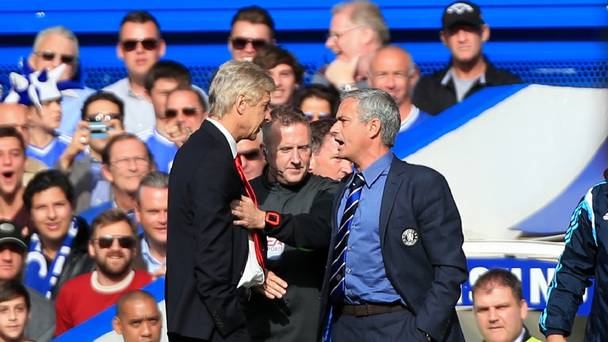Jose Mourinho right believes Arsenal boss Arsene Wenger left has a side that could challenge for the title
