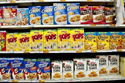 Kellogg says its U.S. breakfast foods division saw another decline in quarterly sales but that trends in the cereal category were improving