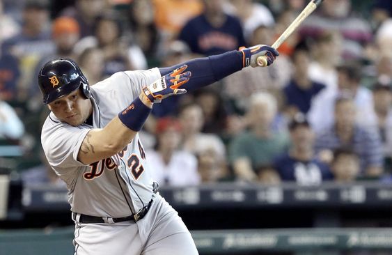 Cabrera strikes out against the Houston Astros during the first inning of a baseball game Friday Aug. 14 2015 in Houston