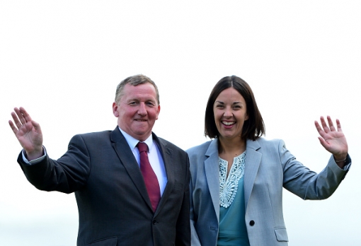 On the left Alex Rowley deputy leader of Scottish Labour and Kezia Dugdale leader of Scottish Labour