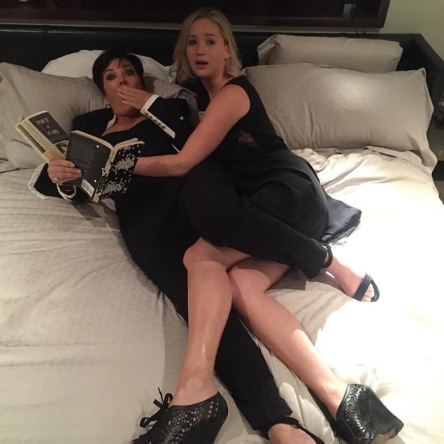 Kris Jenner shared an snap'in bed with starlet Jennifer Lawrence