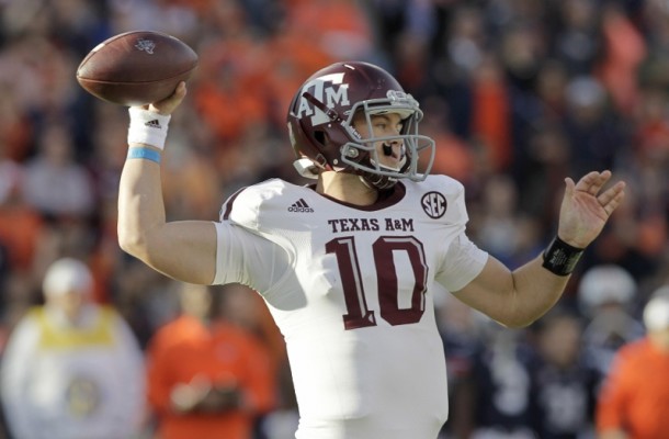 Nov 8 2014 Auburn AL USA Texas A&M Aggies quarterback Kyle Allen throws a pass against the Auburn Tigers during the first half at Jordan Hare Stadium. Mandatory Credit John Reed-USA TODAY Sports