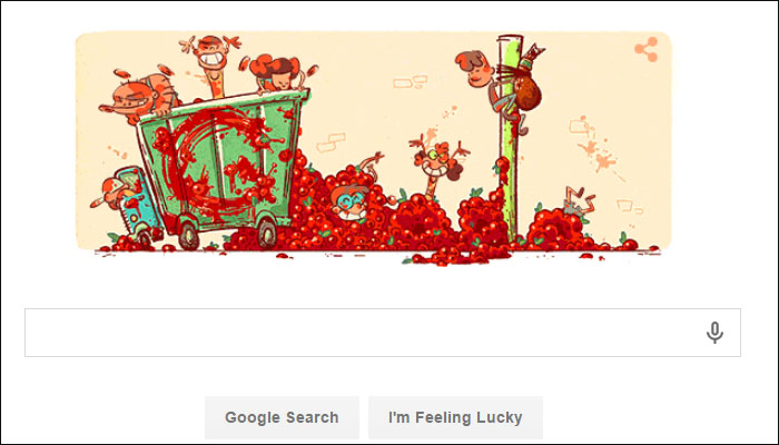 La Tomatina Google doodle marks 70th anniversary of Spanish tomato-throwing festival