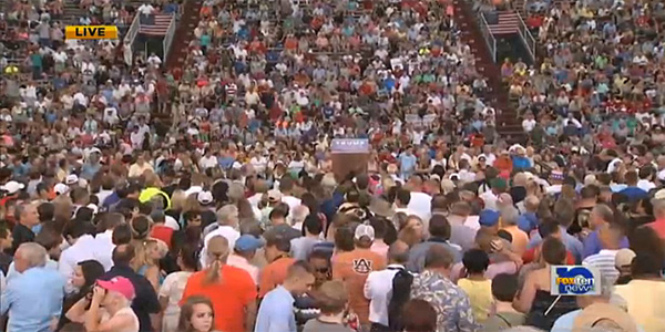 LaddPeebles Stadium in Mobile Alabama as Trump arrived Aug