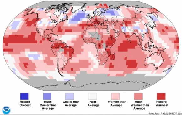 Land and ocean temperature percentiles View larger  credit