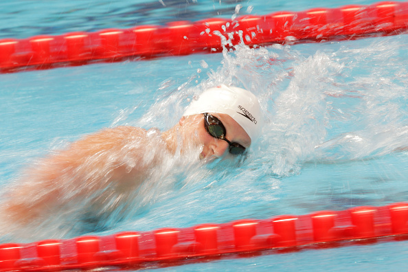 Katie Ledecky of the United States competes in the Women's 1500m Freestyle Heats on day ten of the 16th FINA World Championships at the Kazan Arena