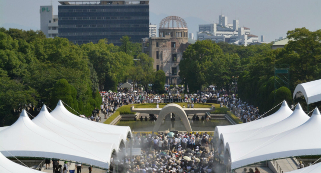 Thousands gathered in Japan today to mark the 70th anniversary of the Hiroshima bombings