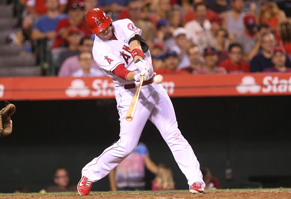 ANAHEIM CA- AUGUST 17 C.J. Cron #24 of the Los Angeles Angels of Anaheim hits a solo home run to the Angels a 2-1 lead in the seventh inning against the Chicago White Sox at Angel Stadium of Anaheim