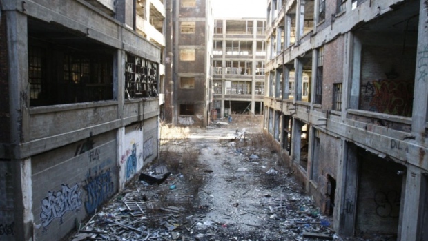 A tiger a bobcat and two wolves were brought to Detroit's Packard Plant seen above in a file