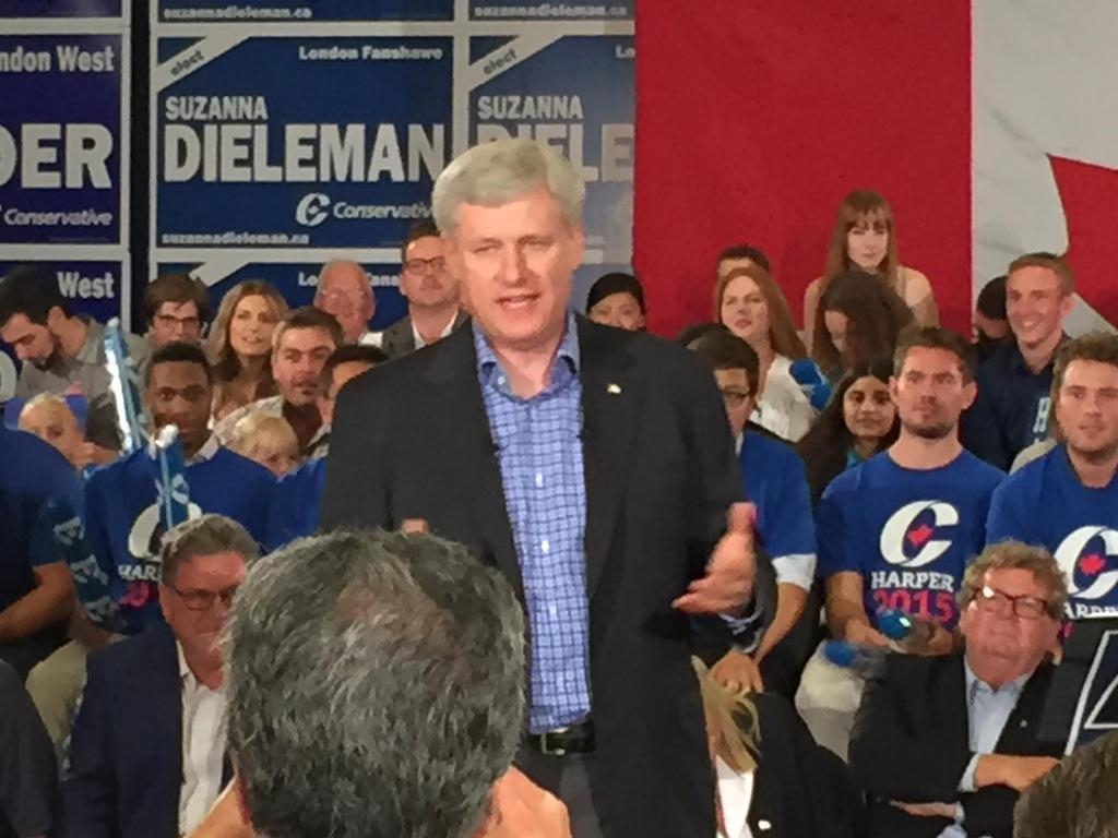 Harper Jabs At Opponents Talks Policy at London Rally