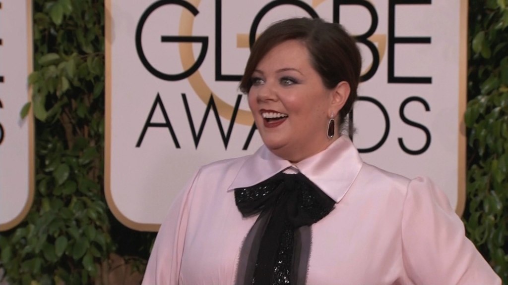 Melissa Mc Carthy on the red carpet before the 2015 Golden Globe Awards in Los Angeles CA