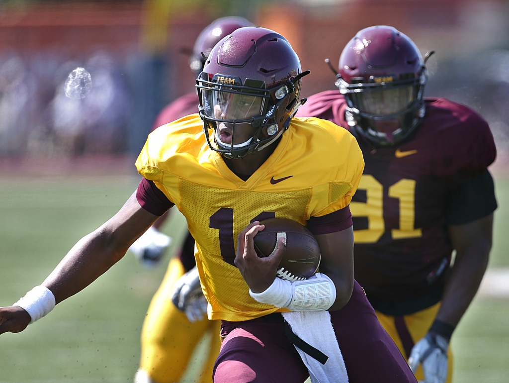 Demry Croft a freshman quarterback looked like a playmaker when he was on the field during Saturday's Gophers scrimmage at Concordia