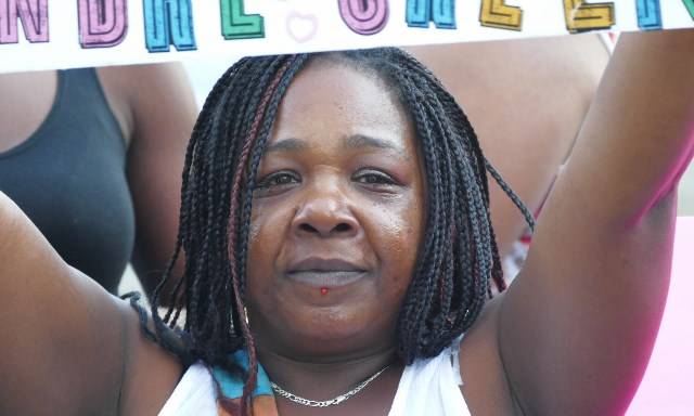 Monica Lamb an aunt of Andre Green at a vigil Tuesday