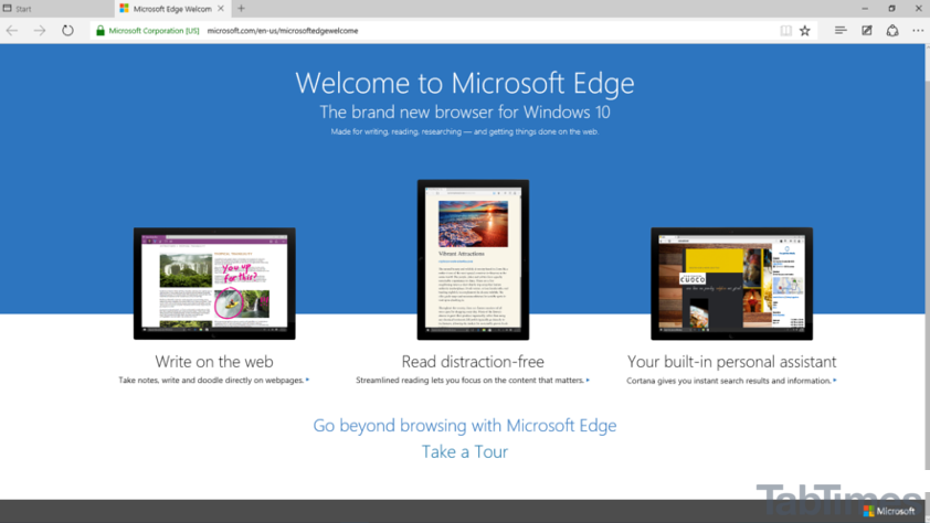 Windows 10 Microsoft Edge Welcome