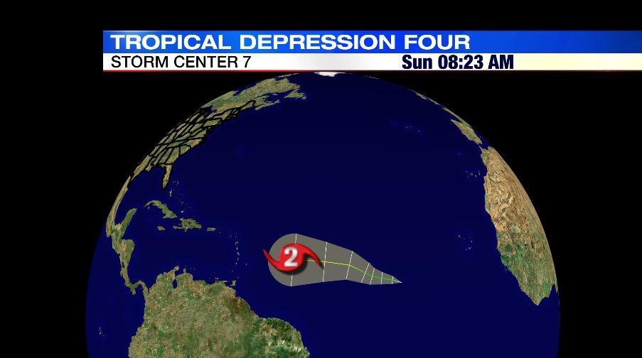 Tropical depression develops in the Atlantic