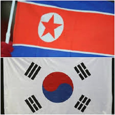 North Korea South Kora flags