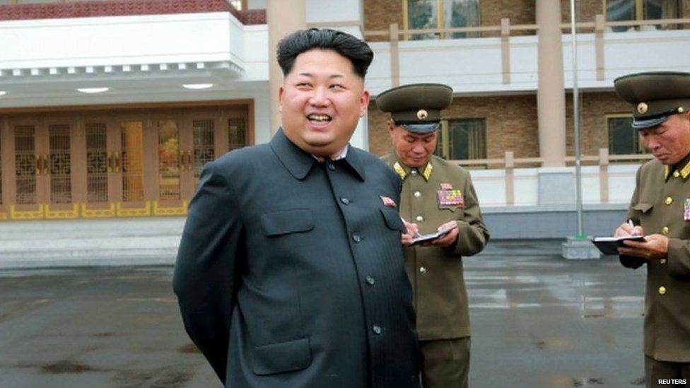 North Korean leader Kim Jong Un gives guidance during his visit to the newly-built Pyongyang Home for the Aged in this undated