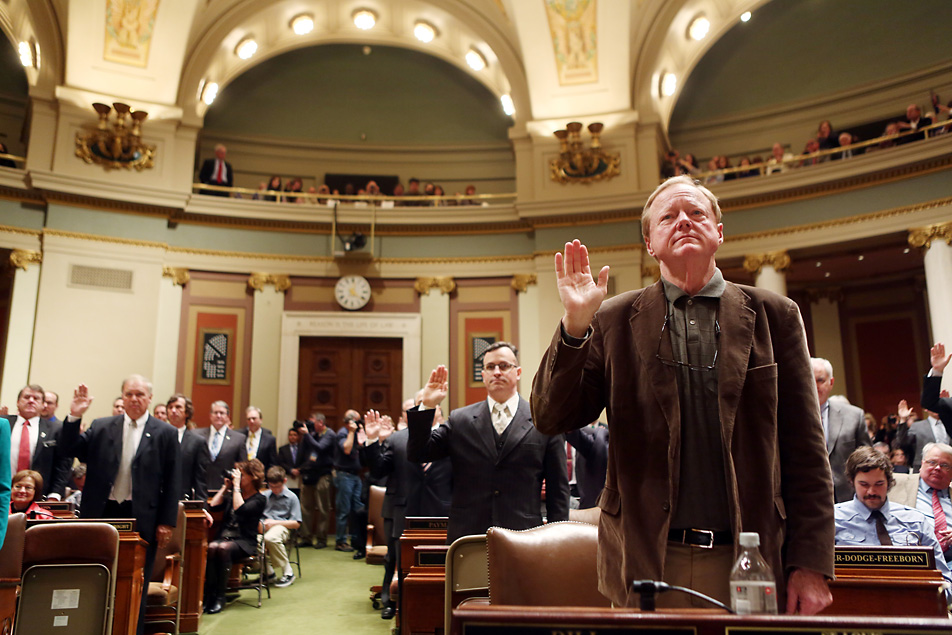 Rep. David Dill being sworn in during the first day of the legislative session on Jan. 8 2013