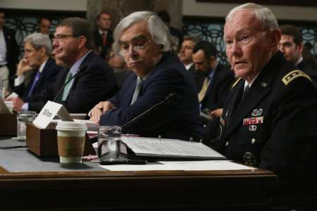 Chairman of the Joint Chiefs of Staff General Martin Dempsey testifies before the Senate Armed Services Committee about the nuclear deal struck with Iran