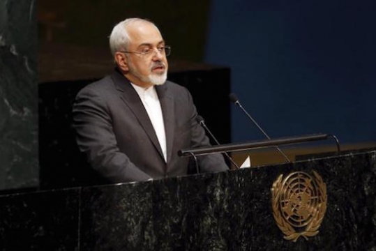 Iranian Foreign Minister Mohammad Javad Zarif speaks at the United Nations during the Opening Meeting of the 2015 Review Conference of the Parties to the Treaty on the Non Proliferation of Nuclear Weapons at United Nations headquarters in New York