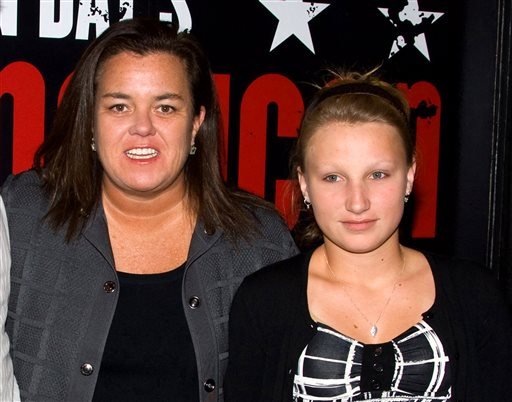 Rosie O'Donnell left poses with her daughter Chelsea at the opening night performance of the Broadway musical