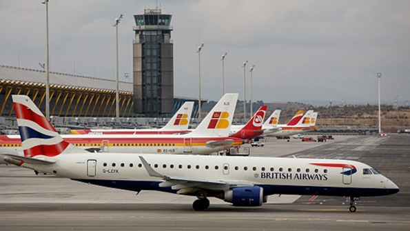 A British Airways plane on the runway