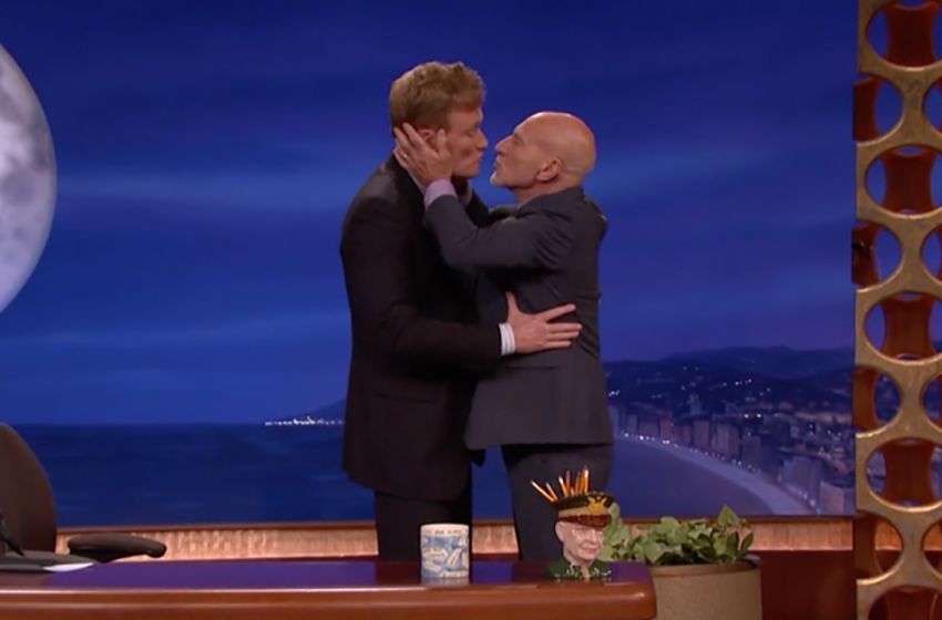 Patrick Stewart kisses Conan O'Brien fails at magic with James Corden