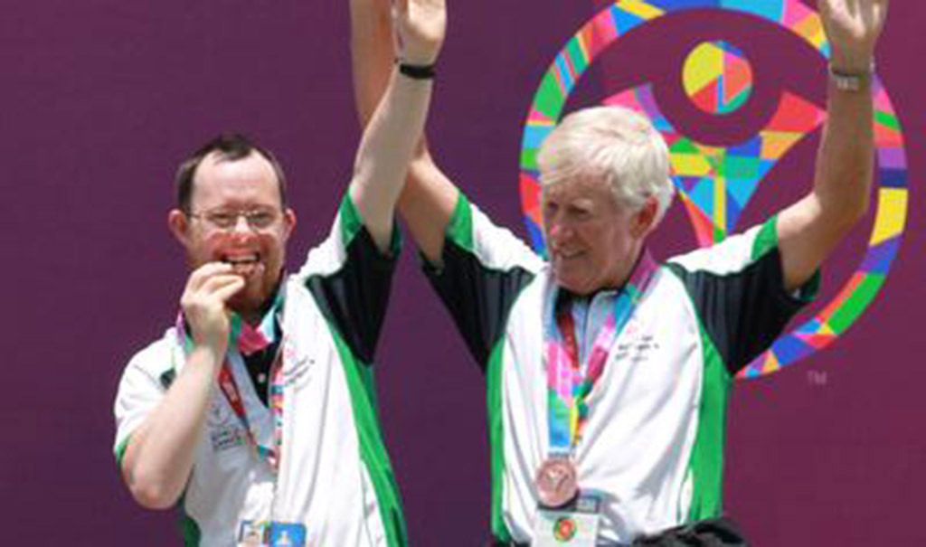 Paul Kirrane and Pat Rutherford who won bronze medals at the Special Olympics World Games in Los Angeles