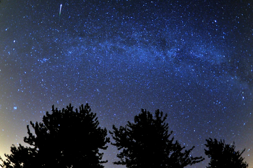 A meteor seen during a Perseids meteor shower over Gloucestershire as hundreds of shooting stars will be visible from across the UK this evening as the annual Perseids meteor shower peaks