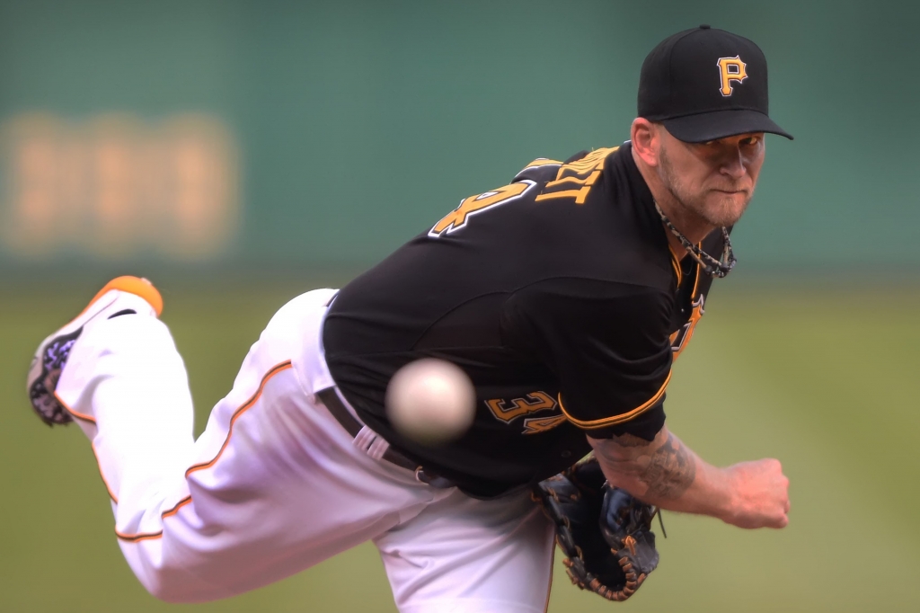 20150711pdPirates04-2 A.J. Burnett delivers on July 11 against the Cardinals at PNC Park