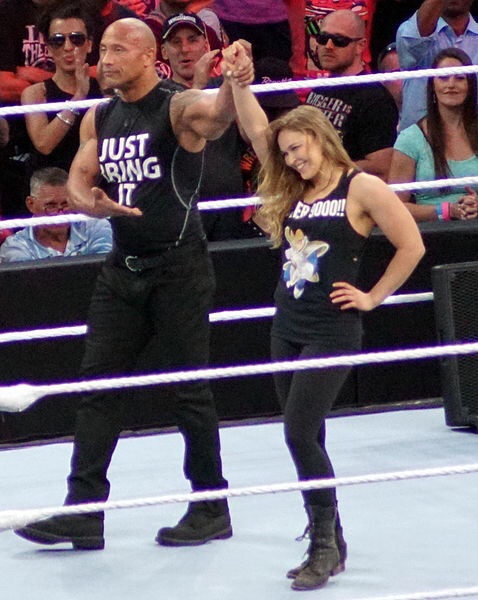 The Rock and Ronda Rousey on WrestleMania