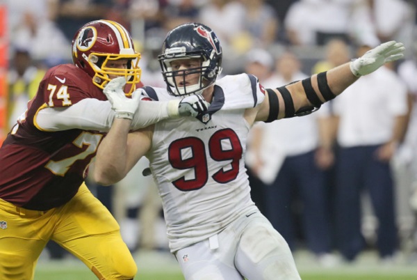 J.J. Watt rushing the passer against the Redskins last season