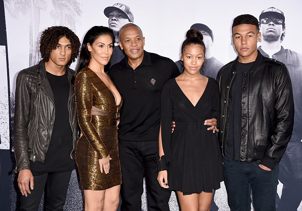 Dr. Dre wife Nicole Young and family at the premiere of'Straight Outta Compton