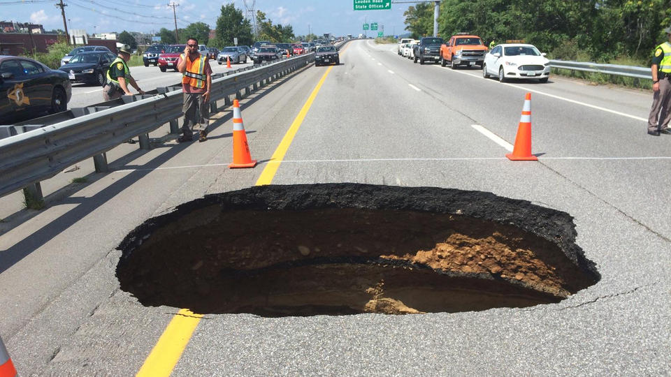 FEELING A massive sinkhole opened up yesterday on Interstate 93 in Concord N.H