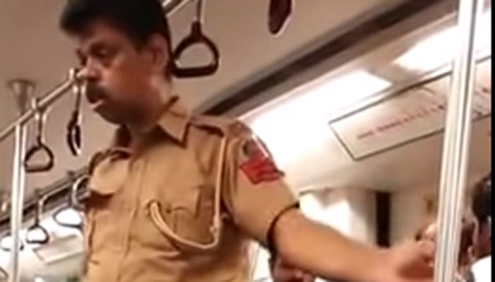 Caught on camera Drunk Delhi Police cop boards metro in inebriated state