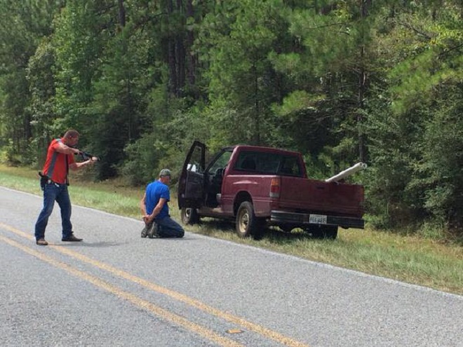 Police in Mississippi took Alfred Baria into custody in connection with two incidents taken as gunfire around Camp Shelby