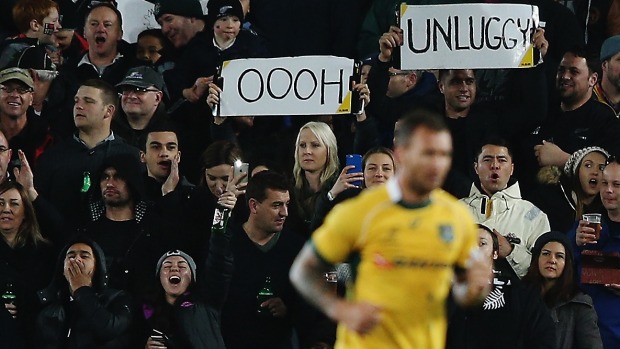 Popular man All Blacks fans were keen to boo Wallaby Quade Cooper on his way to the sin bin