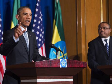 President Obama at a joint press conference with Ethiopian Prime Minister Hailemariam