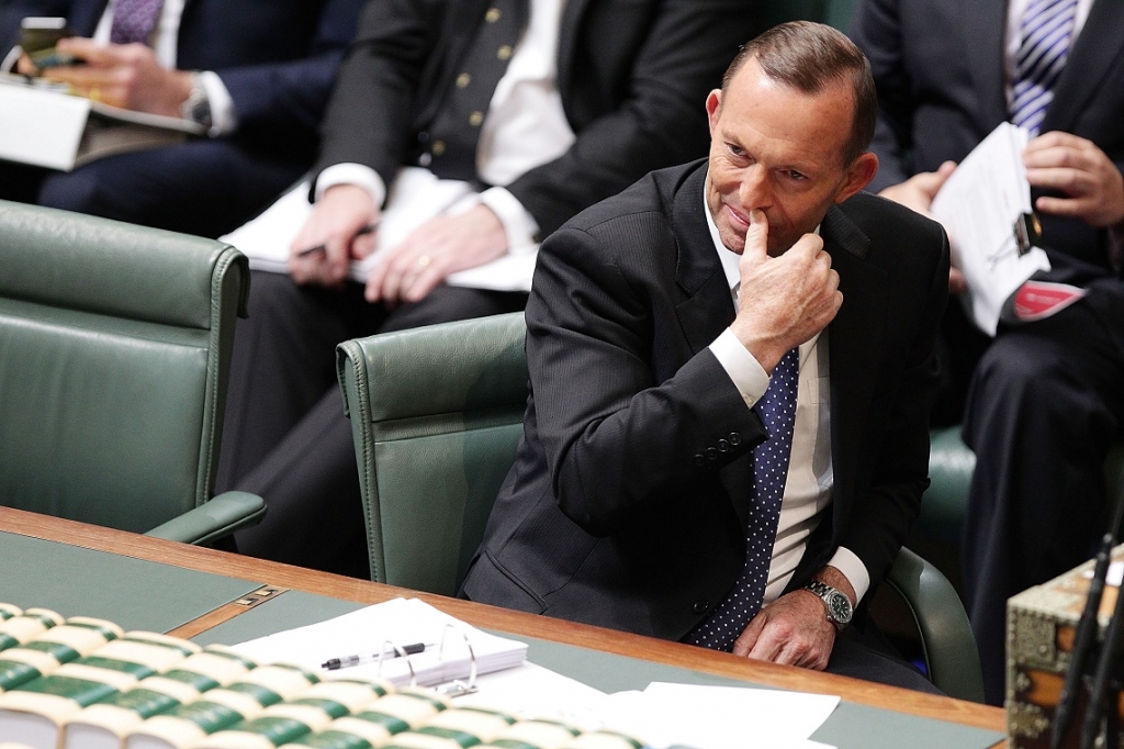 Prime Minister Tony Abbott during House of Representatives question time at Parliament House in Canberra