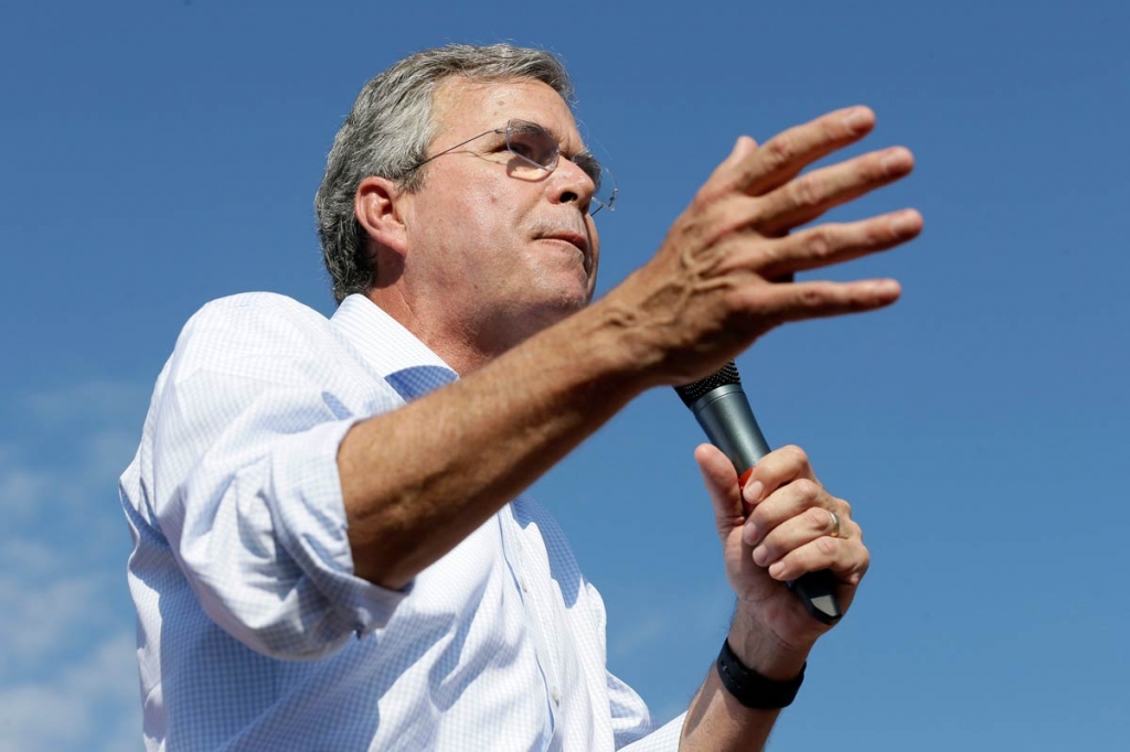 Republican presidential candidate former Florida Gov. Jeb Bush speaks at the Iowa State Fair in Des Moines Iowa