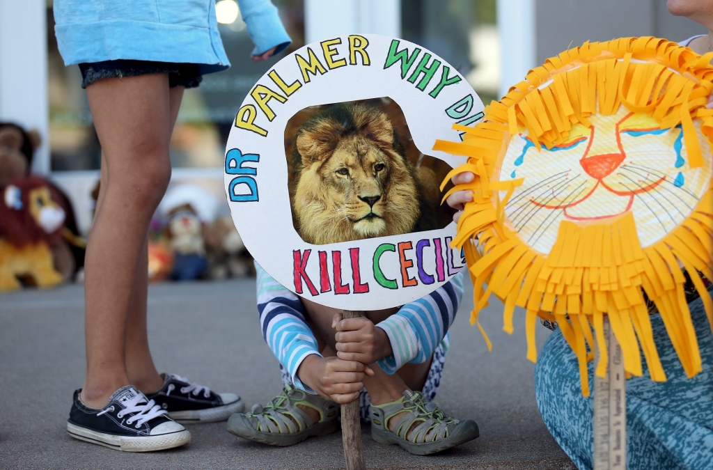 Protest signs at the doorway of the River Bluff Dental Clinic